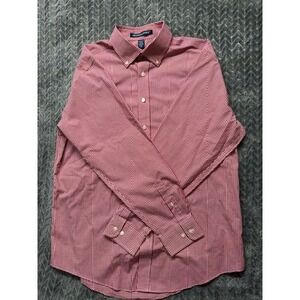 Devon & Jones Mens Gingham Check Button Down Shirt Large Long Sleeve 0390